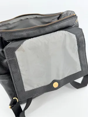 Freshly Picked Classic Diaper Backpack bag Black vegan pebbled leather large thumbnail 8
