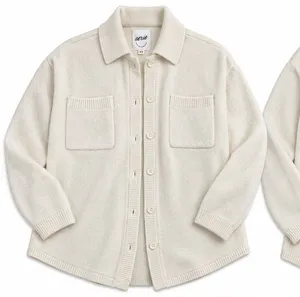 Aerie Cream Cozy Knit Shirt Jacket Button Front Women’s M thumbnail 1