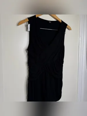 Free W/ Purchase Ann Taylor Black Top Size medium Sleeveless V Neck Ruched thumbnail 3