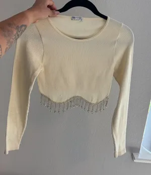Zara Long sleeve cropped top thumbnail 1