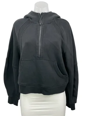 Lululemon Scuba Black Activewear Oversized Half Zip Hoodie Hooded Sweatshirt M/L thumbnail 1