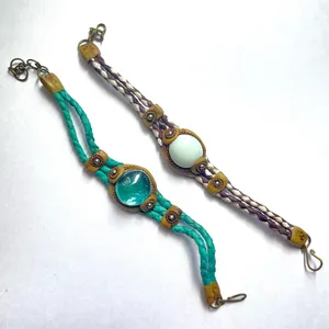 Purple and blue glass woven bracelets set thumbnail 7