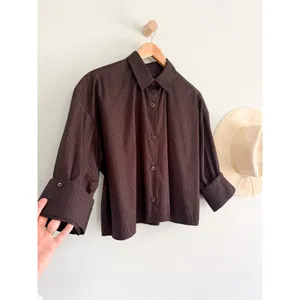 Madewell | NWT Rhinestone Straight-Hem Shirt in Molasses Brown | Sz S thumbnail 3