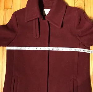 ✈️Loft Wool Preppy long Mock Pencil Bodice wine burgundy solid minimalist button coat thumbnail 10