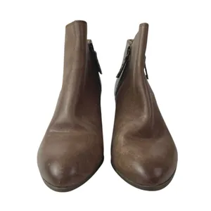 Frye Judith Women's Brown Leather Double Zip Almond Toe Heeled Ankle Boots Sz 9M thumbnail 2