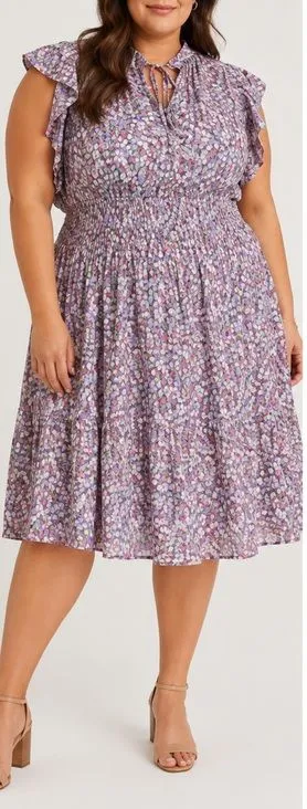 Lauren Ralph Lauren Floral Crinkled Cotton Dress in Multicolor thumbnail 1
