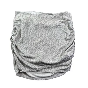 Halara High Waisted‎ Ruched Crossover Mini Skirt Animal Print White Silver Large thumbnail 2