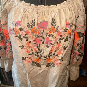 Free People Fleur De Jour embroidered off shoulder shift dress thumbnail 4