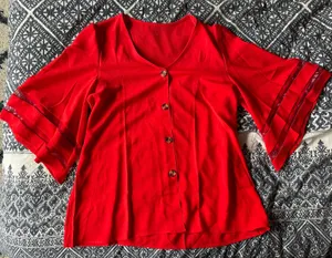 Amazon Orange-red Button down Top thumbnail 1