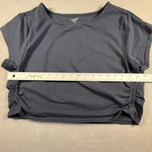 Old Navy Active PowerChill Ruched Side Crop Top Gray XL Go-Dry Workout Shirt thumbnail 4