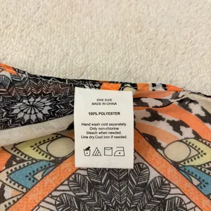 & Other Stories Womens Shawl Wrap Open Top SZ OSFM Orange Combo Tassel bottom 30” long thumbnail 9