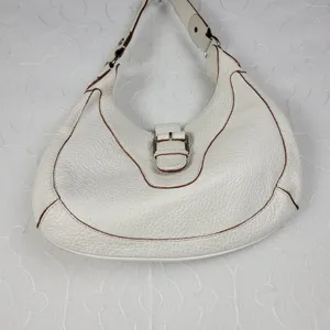 Michael Kors Womens Bag White Pebbled Leather Shoulder Hobo Fold Over Buckle thumbnail 3