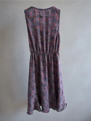 Soprano Navy Floral Sleeveless‎ Wrap-Style Midi Dress thumbnail 2