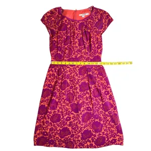 Boden Easy Day Cap Sleeve Mini Dress in Orange in Fuchsia Floral Size 4 EUC thumbnail 5