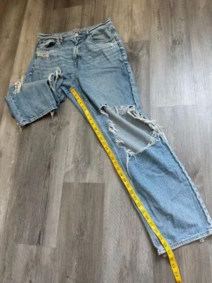 American Eagle Highest Rise Baggy Straight Jeans Destroyed 14 Strigid thumbnail 14