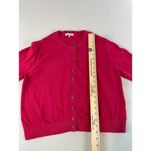 Madewell Pink Cotton Button‑Front Cardigan Crew Neck Womens Size XL thumbnail 6