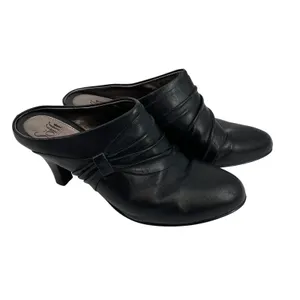 Sofft Black Leather‎ Heeled Mules Size 9M Dressy Slip On Heels Comfort thumbnail 2