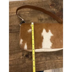 Free People Cowhide Leather Shoulder‎ Baguette Purse Brown White thumbnail 8