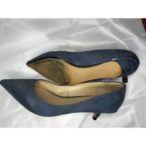 Zara Basic Gorgeous Blue Grey Suede Look Pumps with Silver-Tone Detail thumbnail 5
