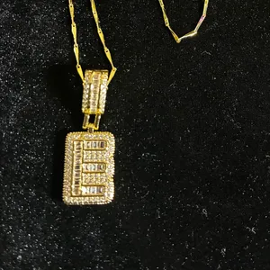 New Iced Out Baguette Initial “E” Pendant Necklace 18-20” thumbnail 4