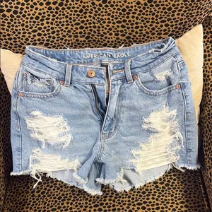 American Eagle Outfitters Blue Distressed Jean Shorts thumbnail 1