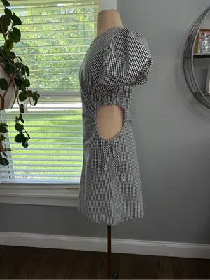 Oak + Fort Gingham Mini Dress with Side Cutouts thumbnail 4
