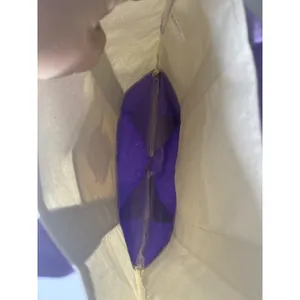 NWOT Trader Joe's‎ Pastel Mini Tote canvas purple thumbnail 4