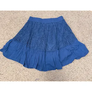 Umgee NWT Blue Lace Ruffle Mini Skirt Medium Boho Cottagecore thumbnail 4