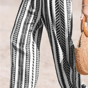 NWT Woman’s Cupshe Black and White Geometric Wide Leg Jogger Pants Smocked Sz M thumbnail 1