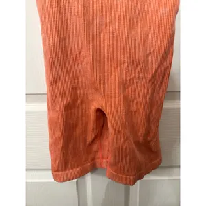 New Mix Orange Ribbed One-Piece Compression Exercise Shorts Suit, L/XL thumbnail 3