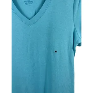GH Bass Blue Fountain Favorite 100% CottonV-neck Short Sleeve T-shirt Size M NWT thumbnail 4