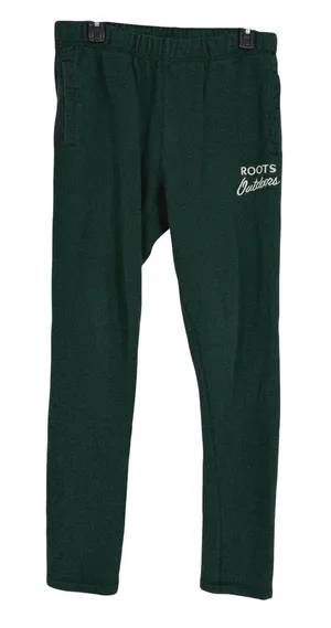 Roots Outdoors‎ Sweatpants Green Fleece Joggers Logo Small Cozy thumbnail 1