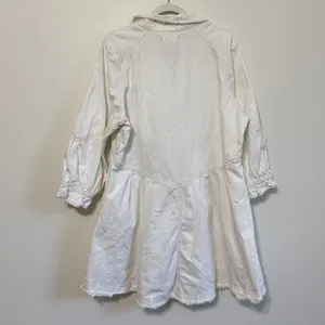 NWOT Free People Hannah Denim White Mini Dress Size Large Long Sleeve thumbnail 7