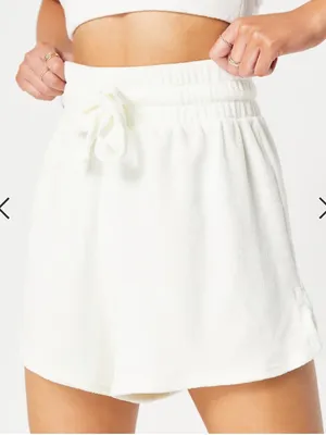 ASOS Cream Drawstring Lounge Shorts | Terry Cloth Shorts thumbnail 1