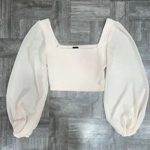 Windsor Tan Sheer Sleeve Crop Top Size Small thumbnail 1
