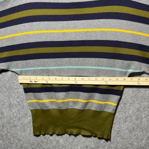 Joan Vass Striped Poncho Top‎ Cowl Neck Oversized Cotton Boxy Batwing 2 M/L thumbnail 4