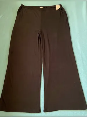 RUBEE wide leg pajama lounge wear sleep pants 2 pockets comfy black NEW size 3X thumbnail 1