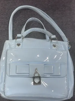Betsey Johnson Blue Patent Satchel Handbag Bow Heart Lock Y2K Shoulder Bag thumbnail 1