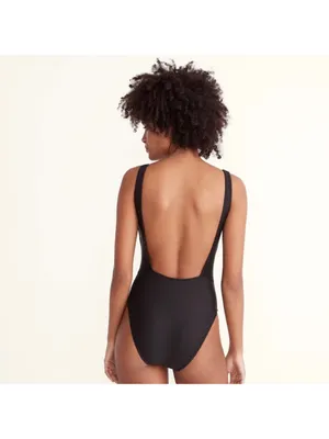 New Madewell Large Second Wave Square Neck Black One Piece Sustainable Swimsuit thumbnail 3