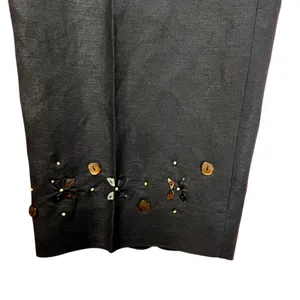Yves‎ Cossette DEPECHE Mode Vintage Womens Black Linen Rayon Blend Pants 14 thumbnail 4