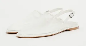 NWT Zara White Mesh Minimalist Round Toe Mules Flats Size 36 US 6 thumbnail 1