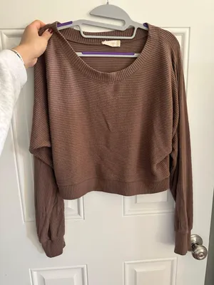Altar'd State Cropped Brown Sweater thumbnail 1