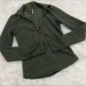 Free people‎ sheer green blouse xs thumbnail 1