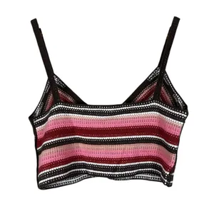 Unbranded Crochet Striped Cami Crop Top Multi-Color Boho Festival Size S thumbnail 4
