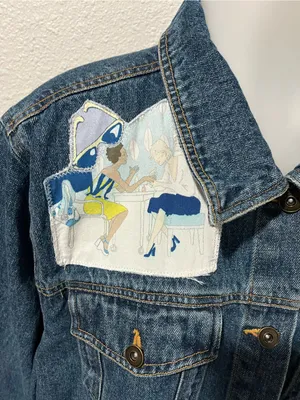 Jane Elissa Artistic Creations Vintage Denim Jacket Size Large thumbnail 3