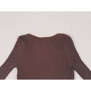 Abercrombie & Fitch LuxeLoft Slim Wrap Sweater Size S Brown Quiet Luxury Fall thumbnail 6