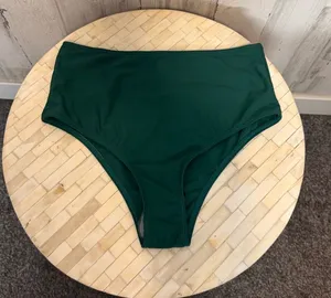 SheIn High Waisted Bikini Bottoms Womens Small Dark Emerald Green Swim Bottom Briefs thumbnail 1