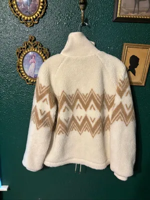 Varley Hendrik Half-Zip Sherpa Egret Cream Tan Jacket Womens Size Small thumbnail 2