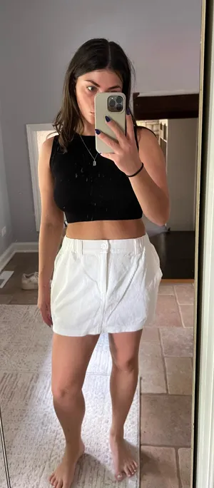 Asos white corduroy mini skirt with pockets thumbnail 1