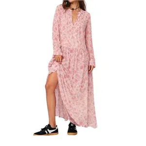 Free People Dress Womens Medium NEW See It Through Pink Boho Maxi Sheer NWOT thumbnail 2